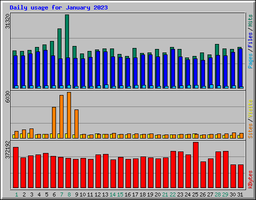 Daily usage for January 2023