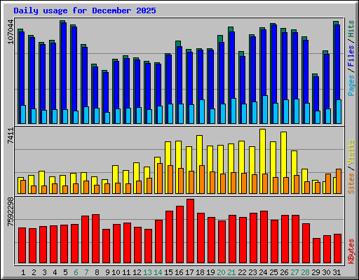 Daily usage for December 2025